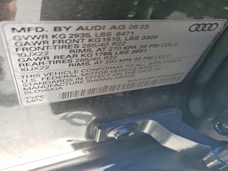 Продаж на аукціоні авто 2023 Audi Q8, vin: WA1FVBF1XPD043555, номер лоту: 54153006