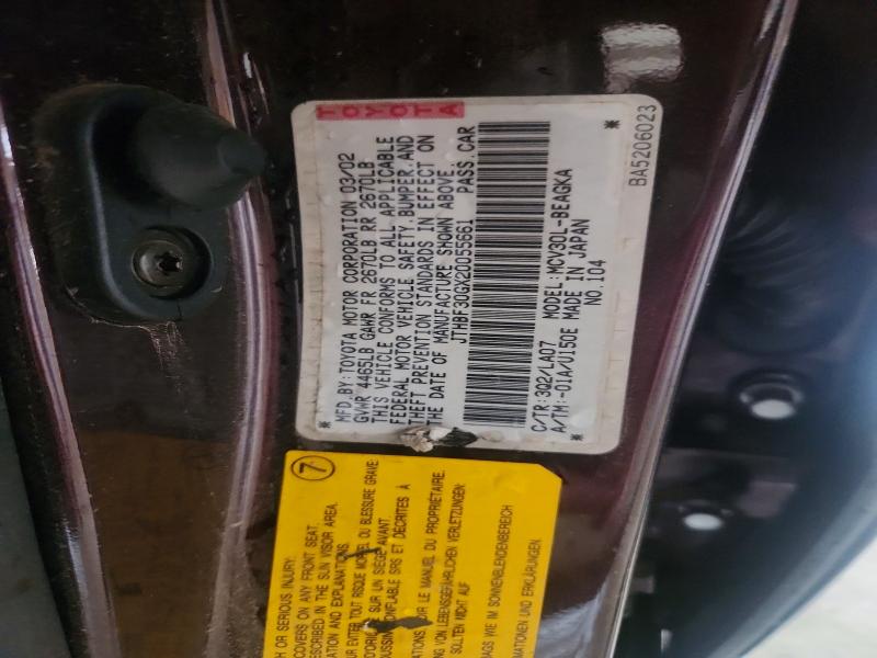 Aukcja sprzedaży 2002 Lexus Es, vin: JTHBF30GX20055661, numer aukcji: 52180956