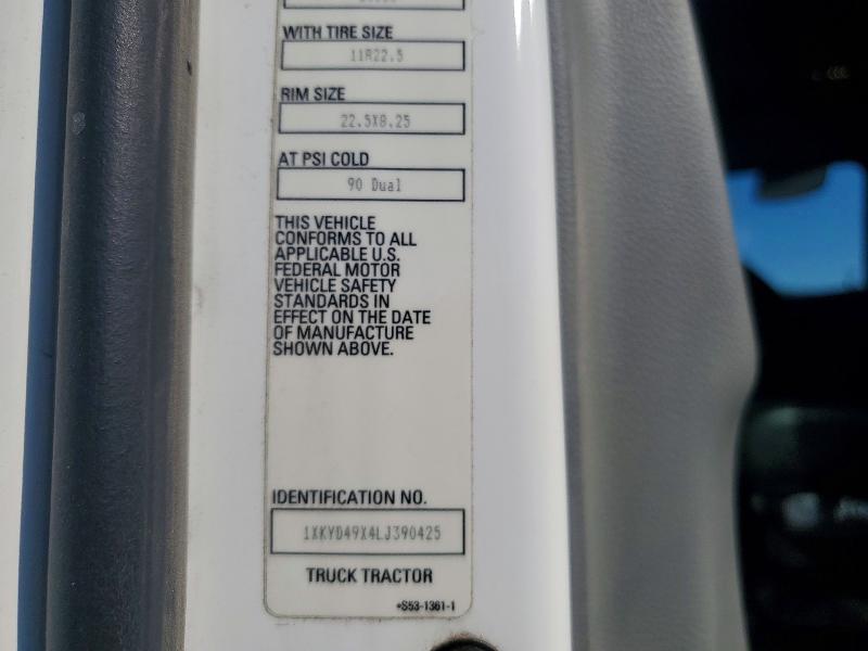 Продаж на аукціоні авто 2020 Kenworth Tractor, vin: 1XKYD49X4LJ390425, номер лоту: 55596296