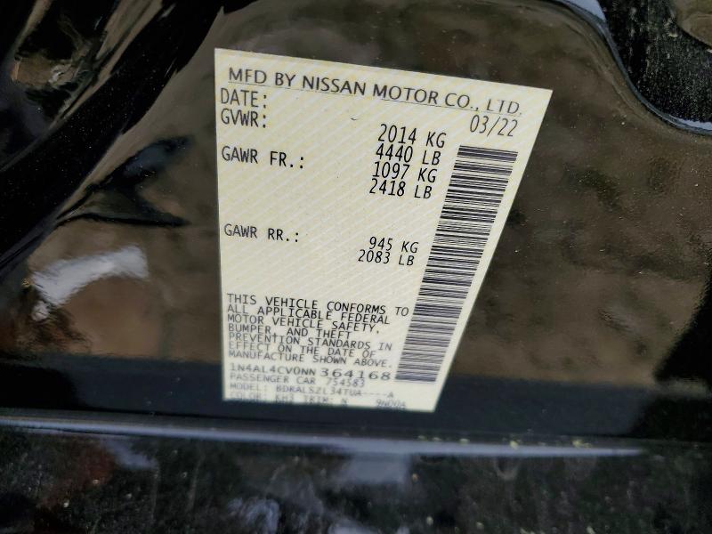 Продажа на аукционе авто 2022 Nissan Altima, vin: 1N4AL4CV0NN364168, номер лота: 51973276