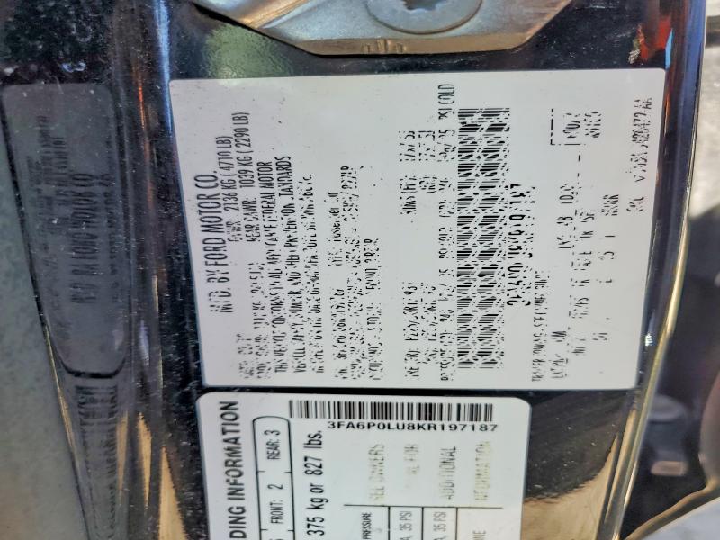 Aukcja sprzedaży 2019 Ford Fusion, vin: 3FA6P0LU8KR197187, numer aukcji: 52048016