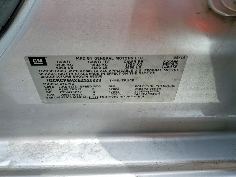 52857286 :رقم المزاد ، 1GCRCPEHXEZ326820 vin ، 2014 Chevrolet Silverado مزاد بيع