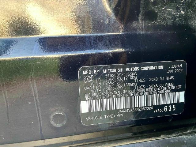 Aukcja sprzedaży 2022 Mitsubishi Outlander, vin: JA4J4VA85NZ062324, numer aukcji: 53849626