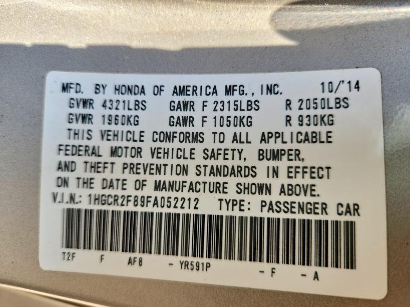 Aukcja sprzedaży 2015 Honda Accord, vin: 1HGCR2F89FA052212, numer aukcji: 54608546