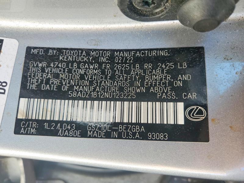 Aukcja sprzedaży 2022 Lexus Es 350, vin: 58ADZ1B12NU123225, numer aukcji: 54125826