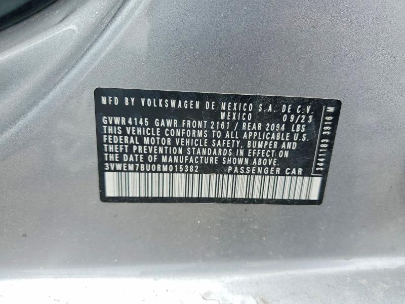 2024 Volkswagen Jetta მანქანა იყიდება აუქციონზე, vin: 3VWEM7BU0RM015382, აუქციონის ნომერი: 54153116