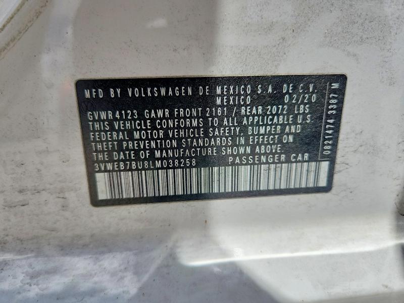 Aukcja sprzedaży 2020 Volkswagen Jetta, vin: 3VWEB7BU8LM038258, numer aukcji: 53935706