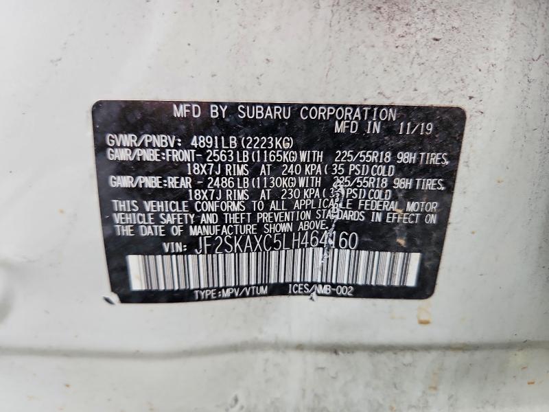 Продаж на аукціоні авто 2020 Subaru Forester, vin: JF2SKAXC5LH464160, номер лоту: 54700516