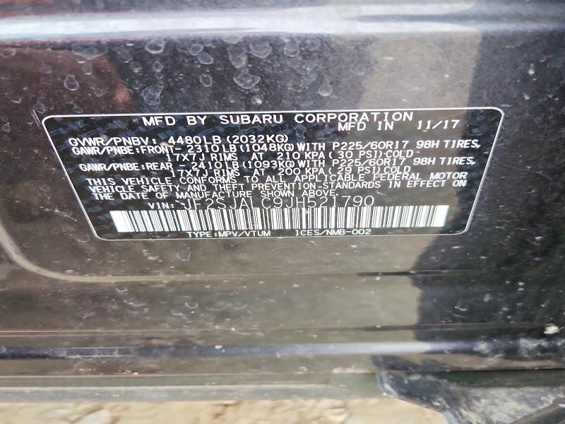 Продажа на аукционе авто 2018 Subaru Forester, vin: JF2SJALC9JH521790, номер лота: 54862306