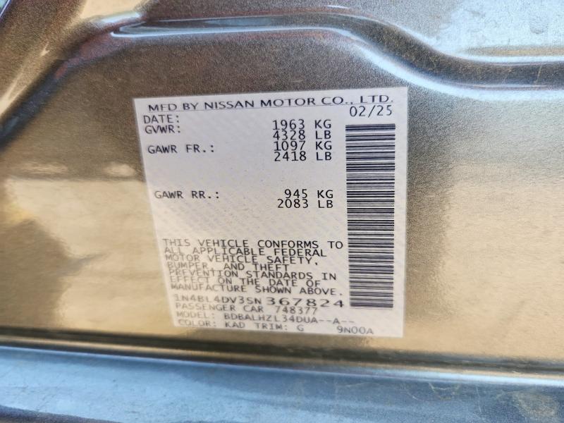Продажа на аукционе авто 2025 Nissan Altima, vin: 1N4BL4DV3SN367824, номер лота: 53986316