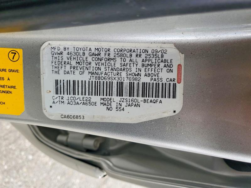 2003 Lexus Gs მანქანა იყიდება აუქციონზე, vin: JT8BD69SX30176982, აუქციონის ნომერი: 51840696