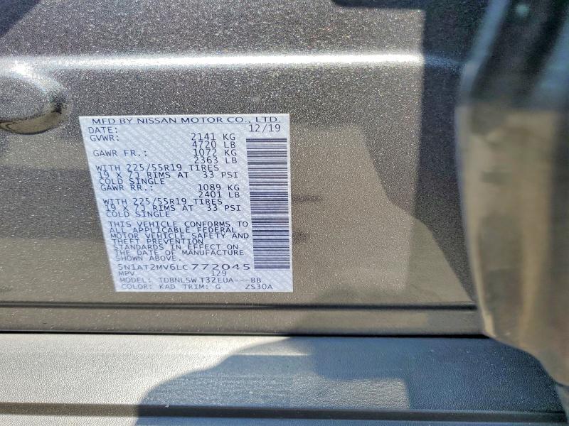 Продажа на аукционе авто 2020 Nissan Rogue, vin: 5N1AT2MV6LC772045, номер лота: 53630286