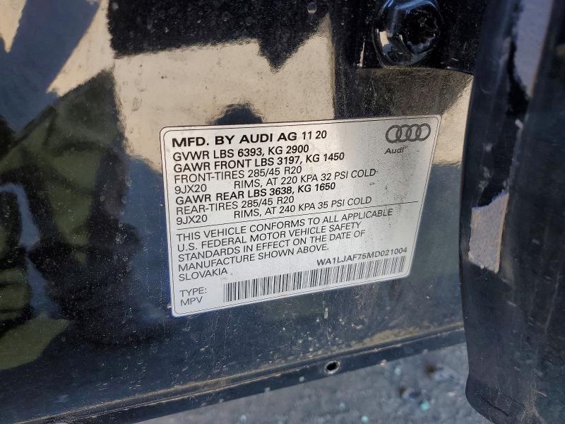 Aukcja sprzedaży 2021 Audi Q7, vin: WA1LJAF75MD021004, numer aukcji: 53411526
