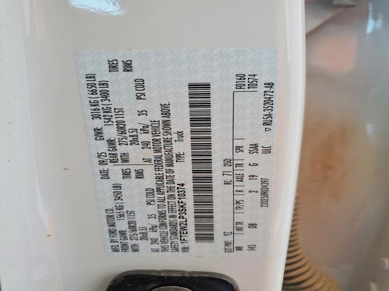 Продаж на аукціоні авто 2025 Ford F150, vin: 1FTEW2LP3SKF10374, номер лоту: 52762006