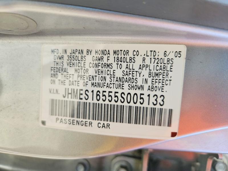 Aukcja sprzedaży 2005 Honda Civic, vin: JHMES16555S005133, numer aukcji: 53977586