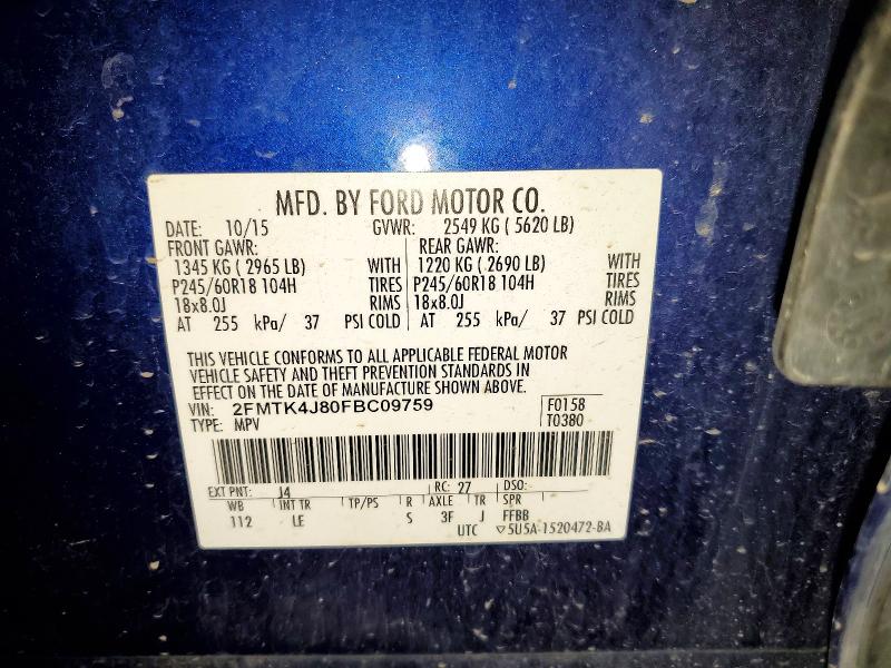 Продажа на аукционе авто 2015 Ford Edge, vin: 2FMTK4J80FBC09759, номер лота: 54304156