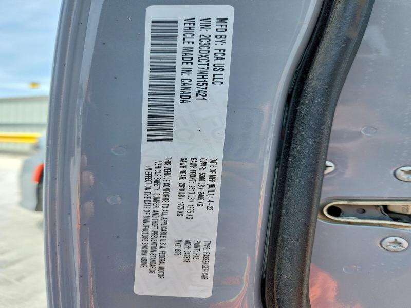 52323046 :رقم المزاد ، 2C3CDXCT7NH157421 vin ، 2022 Dodge Charger مزاد بيع