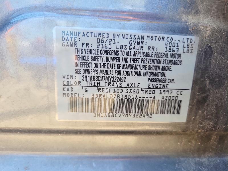 Продаж на аукціоні авто 2021 Nissan Sentra, vin: 3N1AB8CV7MY322492, номер лоту: 53358126