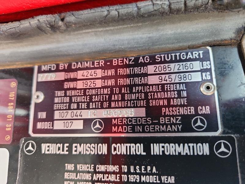 1979 Mercedes-benz 450 Sl მანქანა იყიდება აუქციონზე, vin: 10704412056995, აუქციონის ნომერი: 54826186