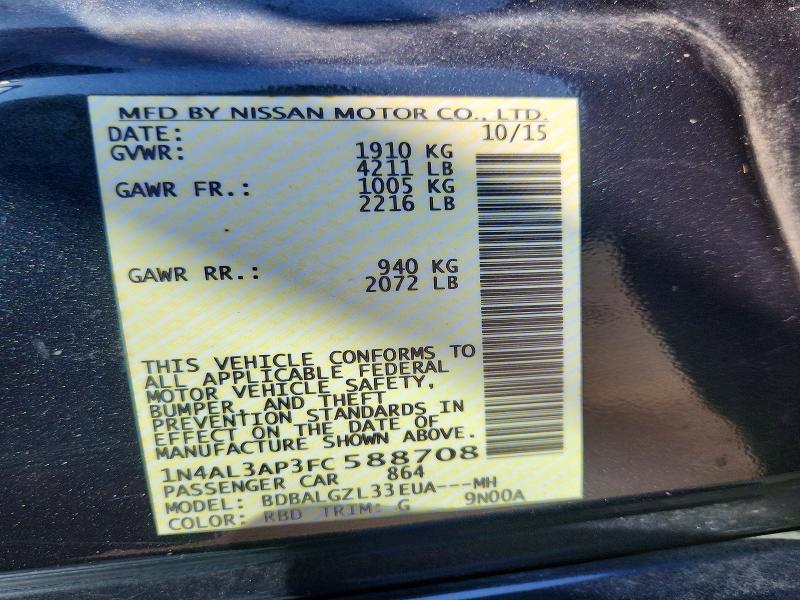 54508826 :رقم المزاد ، 1N4AL3AP3FC588708 vin ، 2015 Nissan Altima مزاد بيع