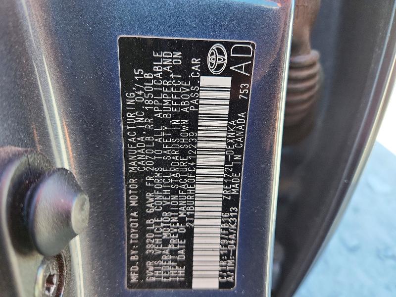 53033016 :رقم المزاد ، 2T1BURHE0FC412239 vin ، 2015 Toyota Corolla مزاد بيع