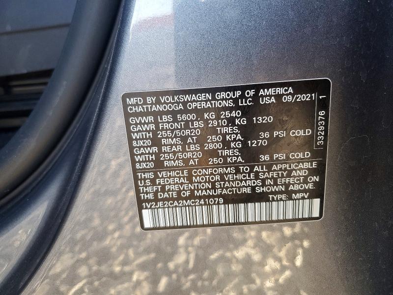 2021 Volkswagen Atlas Cross Sport მანქანა იყიდება აუქციონზე, vin: 1V2JE2CA2MC241079, აუქციონის ნომერი: 52486806