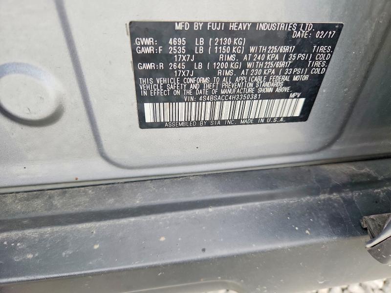 Aukcja sprzedaży 2017 Subaru Outback, vin: 4S4BSACC4H3350381, numer aukcji: 53835836