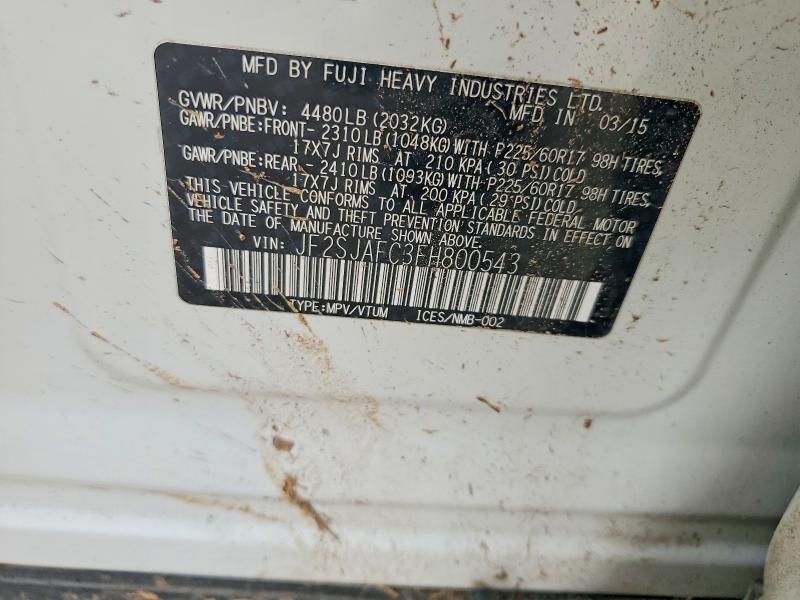 Продажа на аукционе авто 2015 Subaru Forester, vin: JF2SJAFC3FH800543, номер лота: 55110176