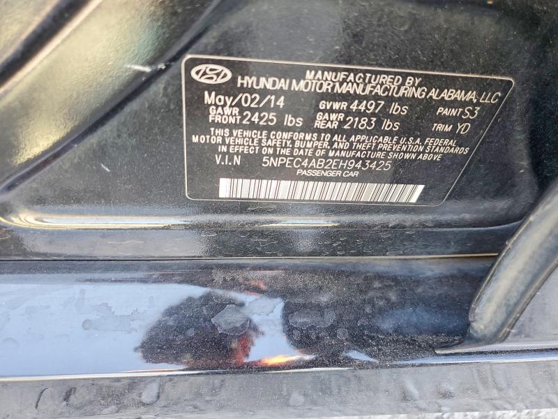 2014 Hyundai Sonata მანქანა იყიდება აუქციონზე, vin: 5NPEC4AB2EH943425, აუქციონის ნომერი: 54253736