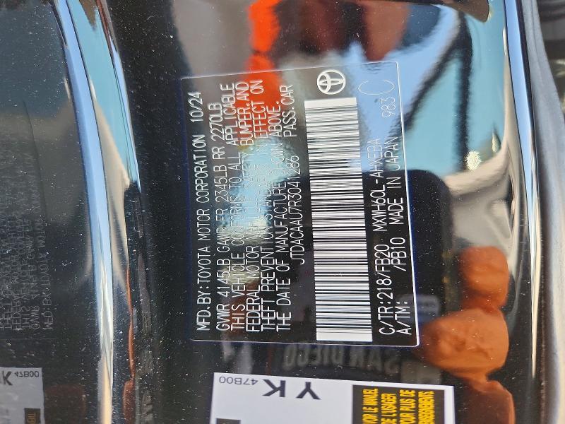 53263846 :رقم المزاد ، JTDACAAU7R3041286 vin ، 2024 Toyota Prius مزاد بيع