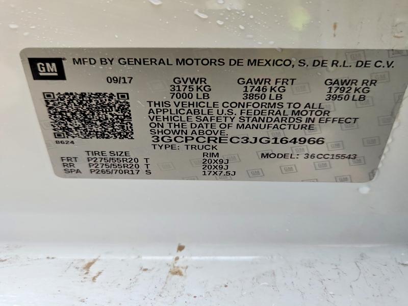 Aukcja sprzedaży 2018 Chevrolet Silverado, vin: 3GCPCREC3JG164966, numer aukcji: 51035616