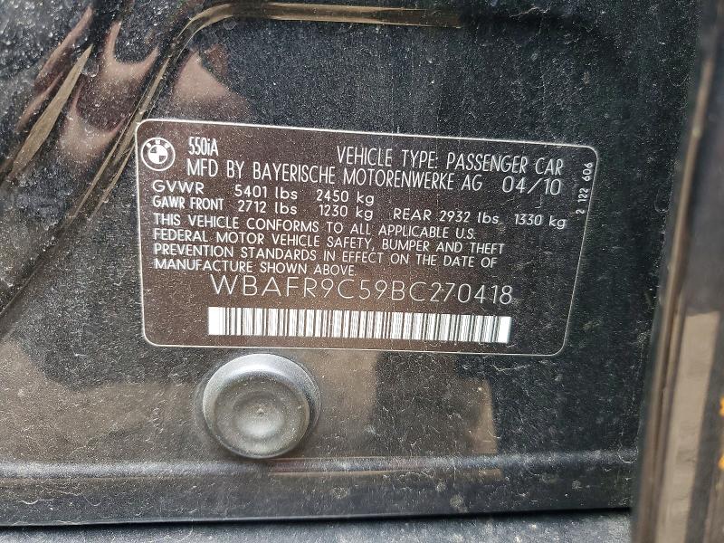 53548466 :رقم المزاد ، WBAFR9C59BC270418 vin ، 2011 Bmw 550 مزاد بيع