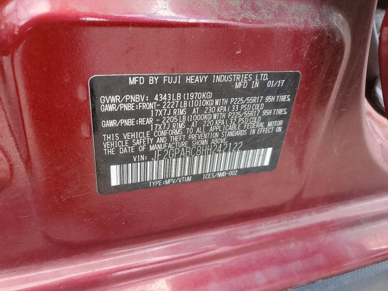 Продаж на аукціоні авто 2017 Subaru Crosstrek, vin: JF2GPABC8HH242122, номер лоту: 53719876