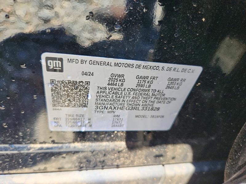54082396 :رقم المزاد ، 3GNAXHEG3RL331828 vin ، 2024 Chevrolet Equinox مزاد بيع
