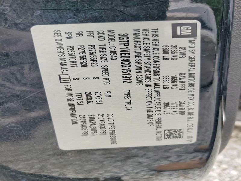 2012 Gmc Sierra მანქანა იყიდება აუქციონზე, vin: 3GTP1VE04CG151912, აუქციონის ნომერი: 51788556