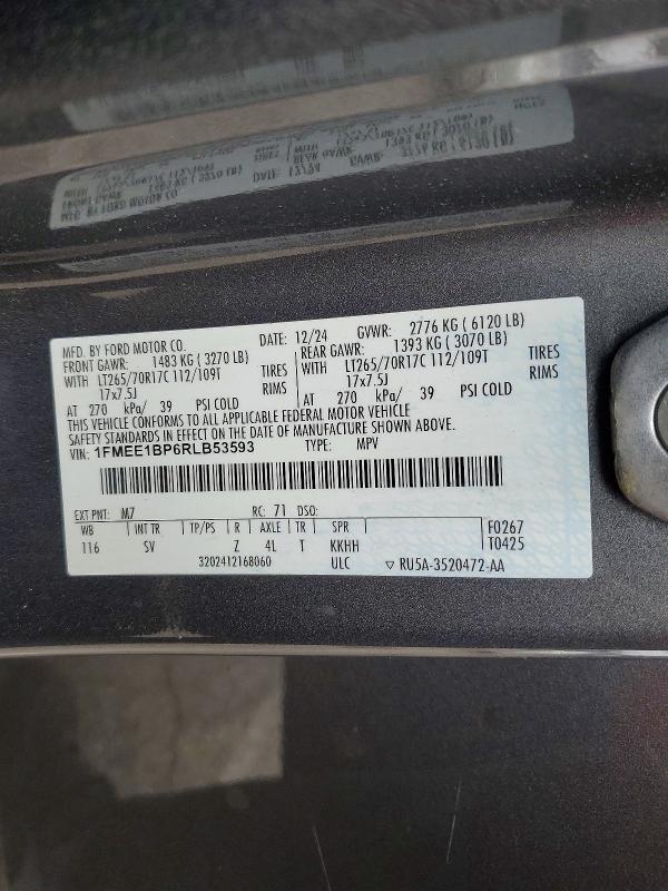 52948806 :رقم المزاد ، 1FMEE1BP6RLB53593 vin ، 2024 Ford Bronco مزاد بيع
