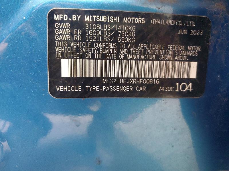 Продаж на аукціоні авто 2024 Mitsubishi Mirage, vin: ML32FUFJXRHF00816, номер лоту: 51034196