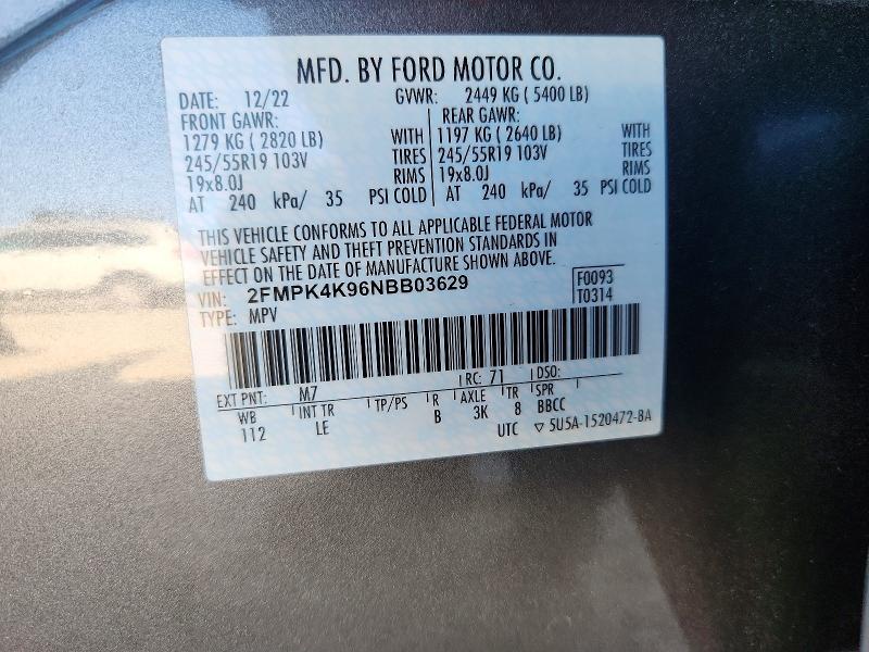 Продажа на аукционе авто 2022 Ford Edge, vin: 2FMPK4K96NBB03629, номер лота: 52205946