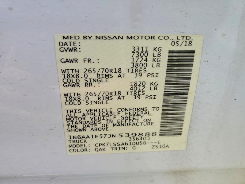Продаж на аукціоні авто 2018 Nissan Titan, vin: 1N6AA1E57JN539888, номер лоту: 54960336