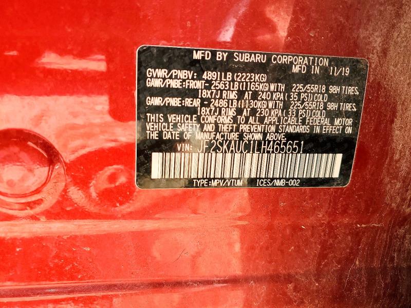 53897726 :رقم المزاد ، JF2SKAUC1LH465651 vin ، 2020 Subaru Forester مزاد بيع
