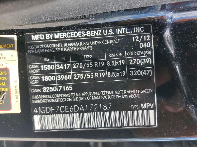 2013 Mercedes-benz Gl მანქანა იყიდება აუქციონზე, vin: 4JGDF7CE6DA172187, აუქციონის ნომერი: 54357136