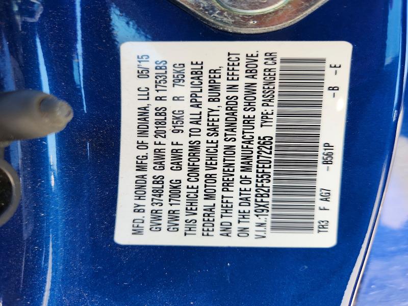 Aukcja sprzedaży 2015 Honda Civic, vin: 19XFB2F55FE072265, numer aukcji: 53238986