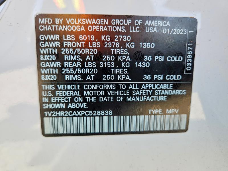 Aukcja sprzedaży 2023 Volkswagen Atlas, vin: 1V2HR2CAXPC528838, numer aukcji: 52258506