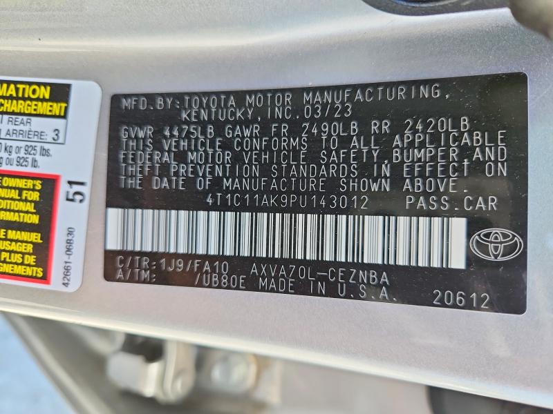Aukcja sprzedaży 2023 Toyota Camry, vin: 4T1C11AK9PU143012, numer aukcji: 52778016