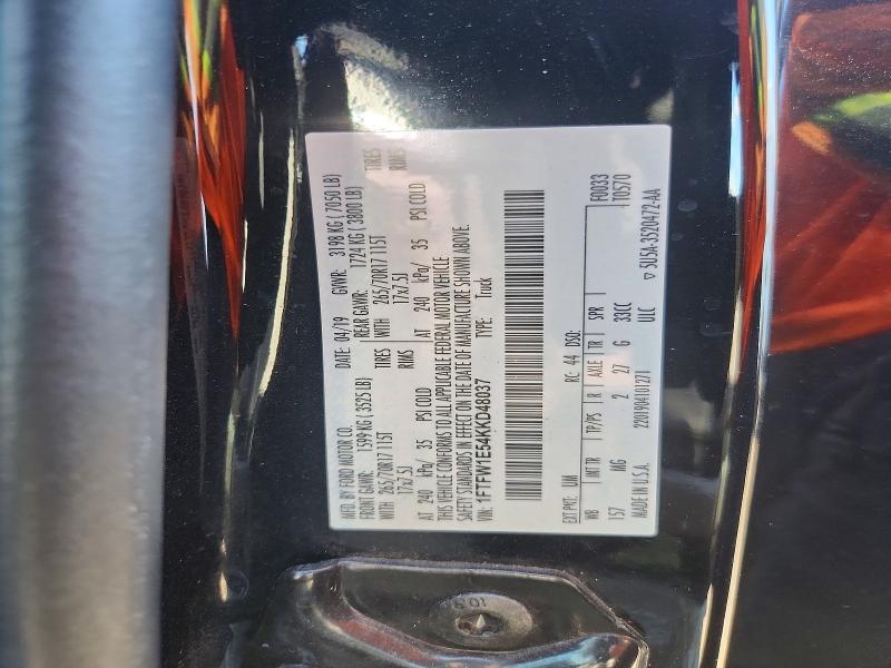 Aukcja sprzedaży 2019 Ford F150, vin: 1FTFW1E54KKD48037, numer aukcji: 54288016