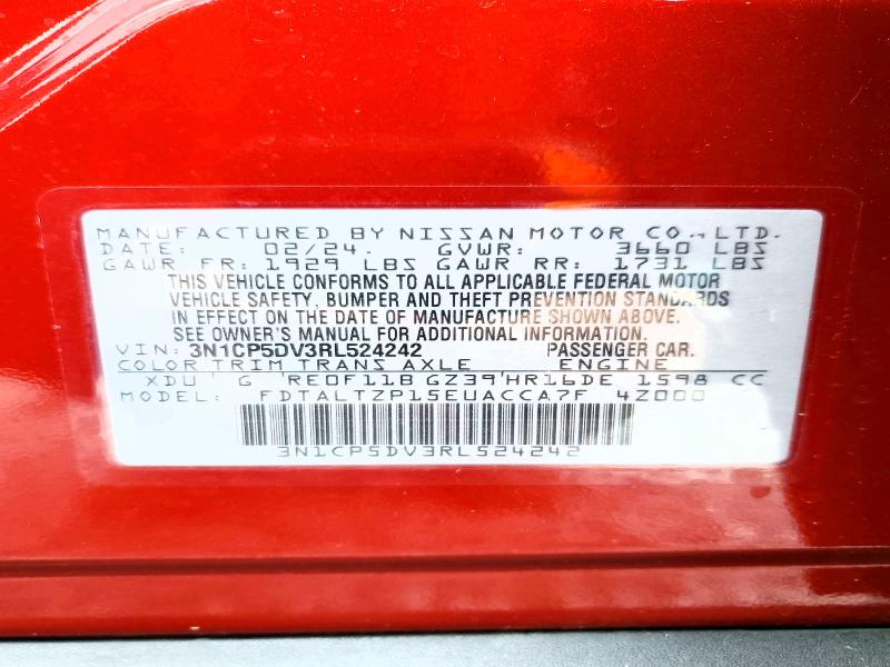2024 Nissan Kicks მანქანა იყიდება აუქციონზე, vin: 3N1CP5DV3RL524242, აუქციონის ნომერი: 51949606