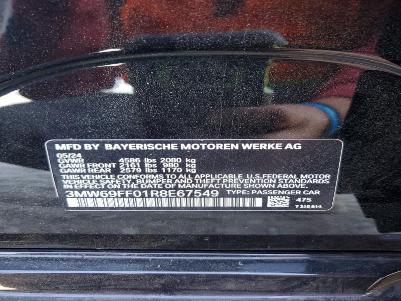 2024 Bmw 330i მანქანა იყიდება აუქციონზე, vin: 3MW69FF01R8E67549, აუქციონის ნომერი: 53189376