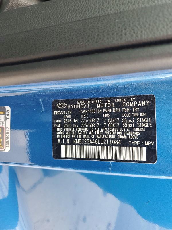 2020 Hyundai Tucson მანქანა იყიდება აუქციონზე, vin: KM8J23A48LU211084, აუქციონის ნომერი: 54548126