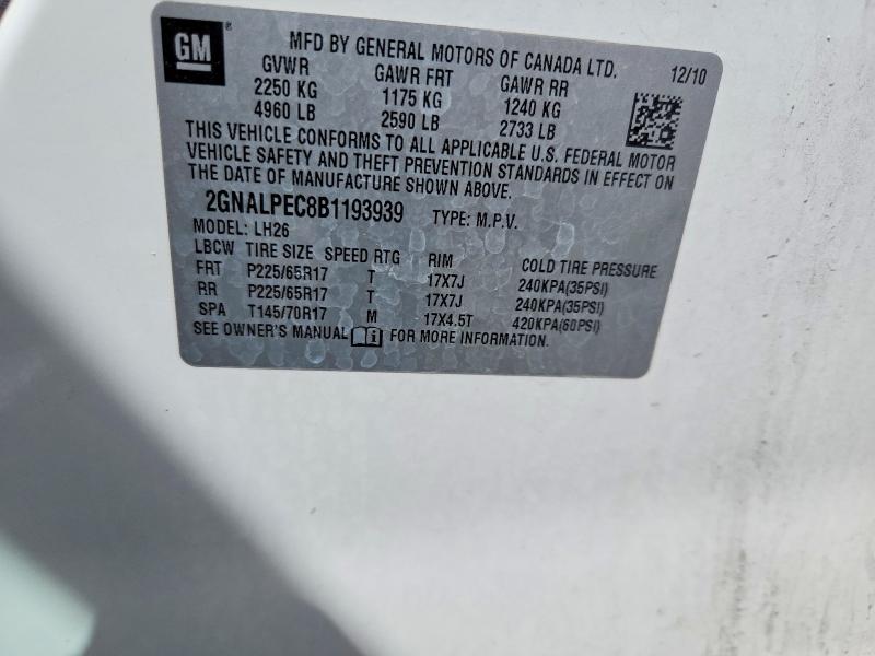 Продажа на аукционе авто 2011 Chevrolet Equinox, vin: 2GNALPEC8B1193939, номер лота: 55060976