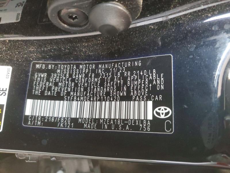 51421076 :رقم المزاد ، 5YFB4MDE4RP110420 vin ، 2024 Toyota Corolla مزاد بيع